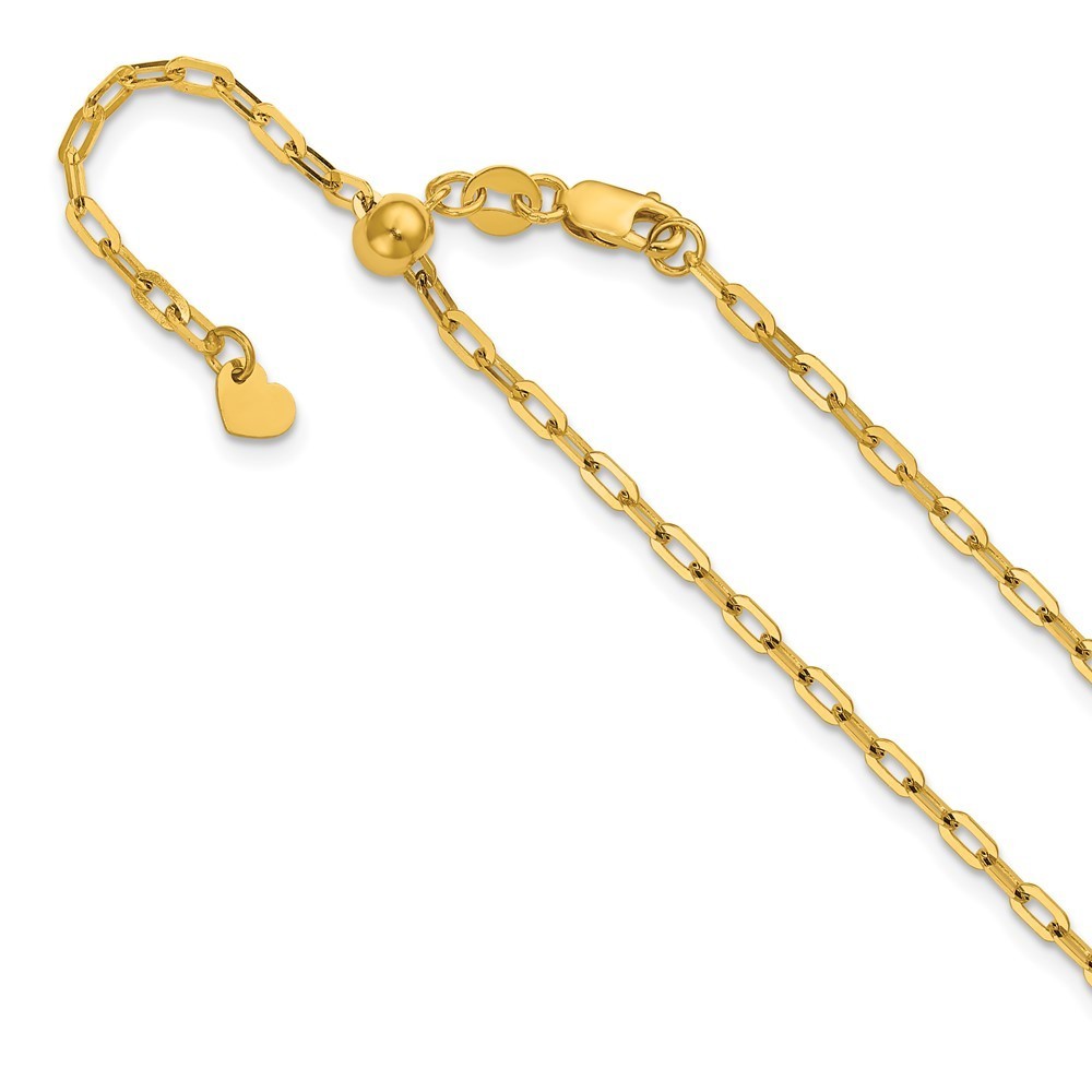 14k Yellow Gold Adjustable 2mm Flat Cable Chain